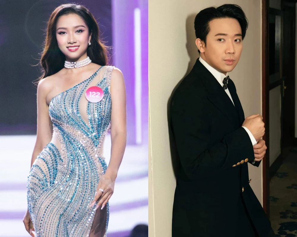 Người đẹp nhân ái Nguyễn Ngọc Mai và Trấn Thành. Ảnh: FBNV