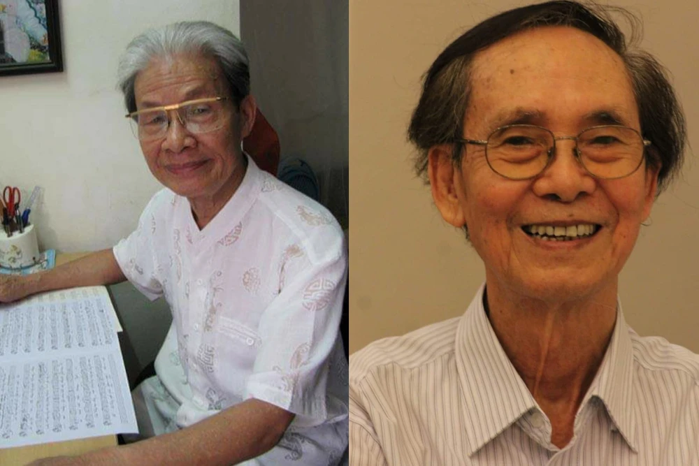 Cố nhạc sĩ Nguyễn Tài Tuệ và nhạc sĩ Văn Dung (từ trái sang). Ảnh: TL