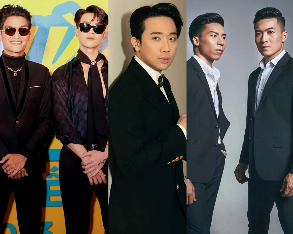 Từ trái sang: Mạc Văn Khoa, Anh Tú, Trấn Thành, anh em Quốc Nghiệp Quốc Cơ. Ảnh: FBNV