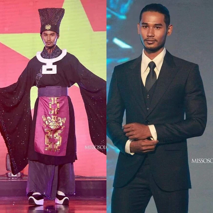 Bộ trang phục dân tộc (trái) của Thạch Kiêm Mara gây tranh cãi - Ảnh: Fanpage Missosology