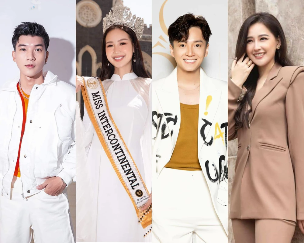 Từ trái sang: HIEUTHUHAI, Hoa hậu Bảo Ngọc, Ngô Kiến Huy và Mai Phương Thuý. Ảnh: FBNV Từ trái sang: HIEUTHUHAI, Hoa hậu Bảo Ngọc, Ngô Kiến Huy và Mai Phương Thuý. Ảnh: FBNV