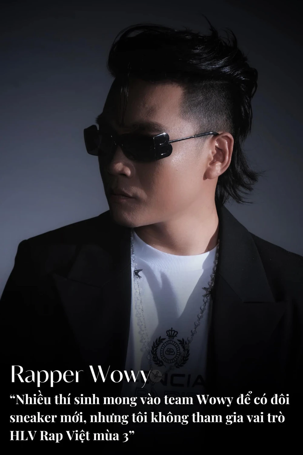 Wowy xác nhận không ngồi ghế HLV Rap Việt mùa 3. Ảnh: FBNV