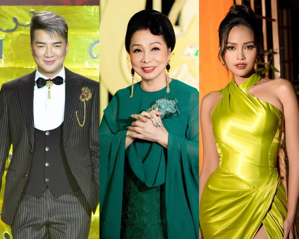 Từ trái sang: Đàm Vĩnh Hưng, NSND Bạch Tuyết và Hoa hậu Ngọc Châu. Ảnh: FBNV