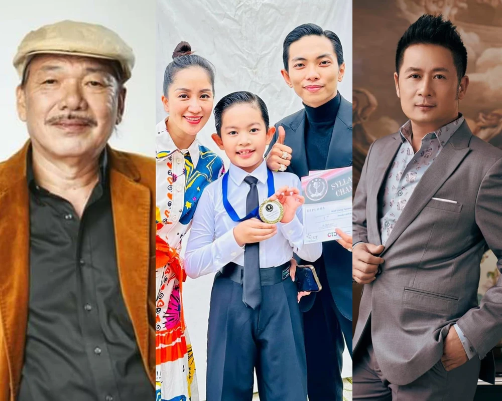 Từ trái sang: Nhạc sĩ Trần Tiến, gia đình Khánh Thi, Phan Hiển và ca sĩ Bằng Kiều. Ảnh: FBNV