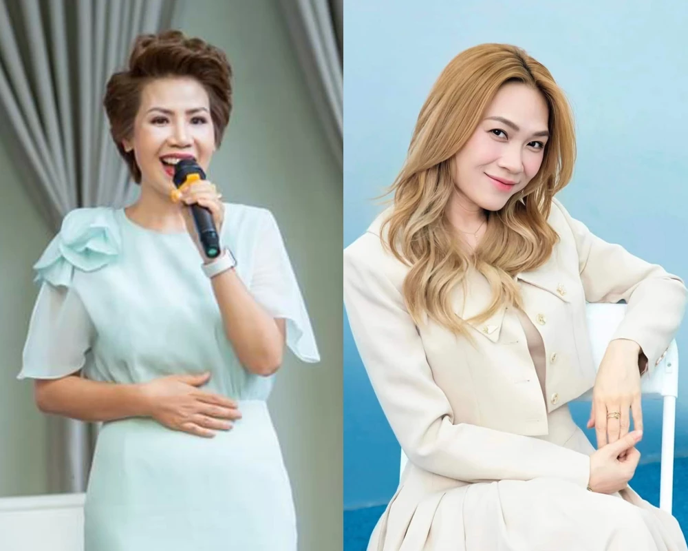 Từ trái sang: NSUT Hồng Vy, ca sĩ Mỹ Tâm. Ảnh: FBNV