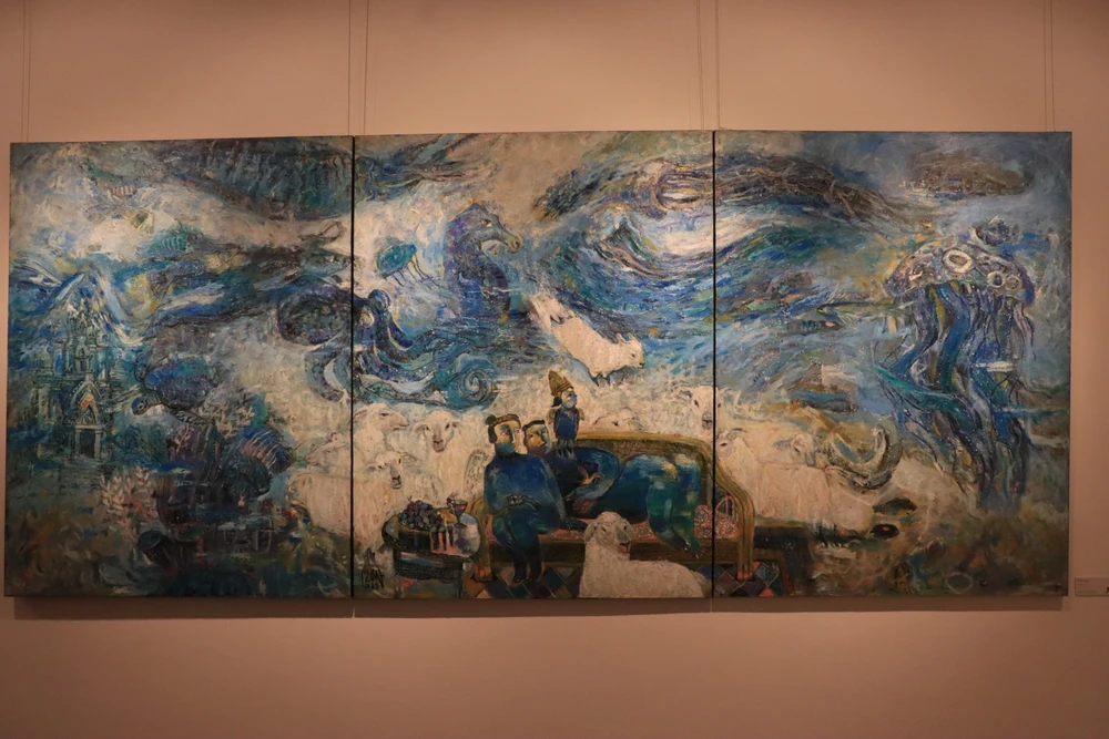 Tranh của họa sĩ Đinh Văn Sơn lấy cảm hứng từ gia đình, cuộc sống đời thường