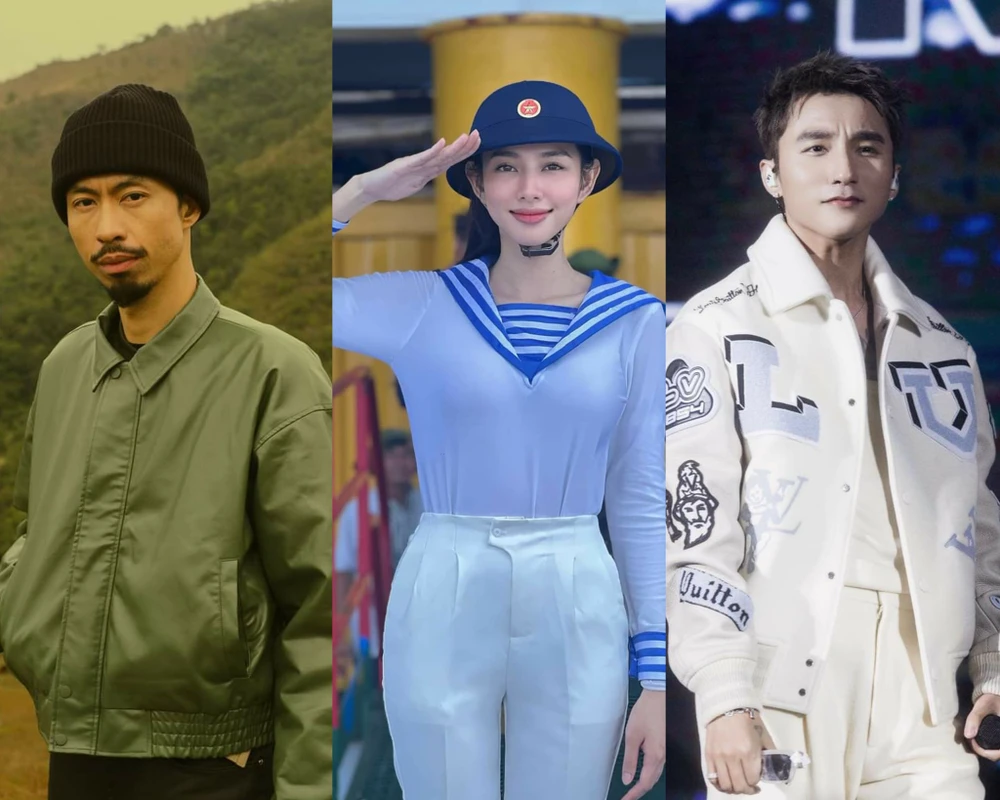 Từ trái sang: Đen Vâu, Hoa hậu Thùy Tiên và Sơn Tùng M-TP. Ảnh: FBNV Từ trái sang: Đen Vâu, Hoa hậu Thùy Tiên và Sơn Tùng M-TP. Ảnh: FBNV