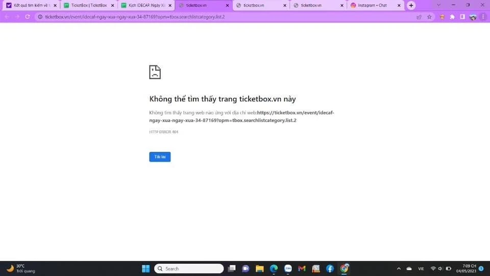 Tình trạng nghẽn mạng, sập web ngay từ lúc mở bán vé chương trình "Ngày xửa ngày xưa" số 34. Ảnh: MXH