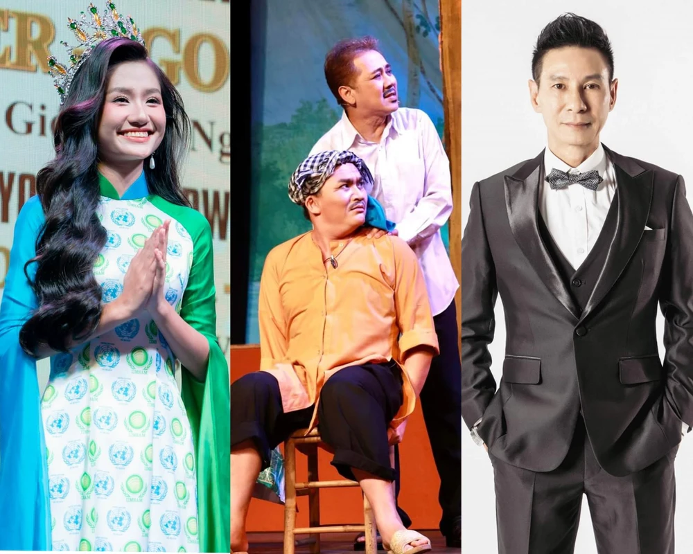 Từ trái sang: Hoa hậu Nguyễn Thanh Hà, Đại Nghĩa, NSƯT Thành Lộc và Lý Hải. Ảnh: FBNV