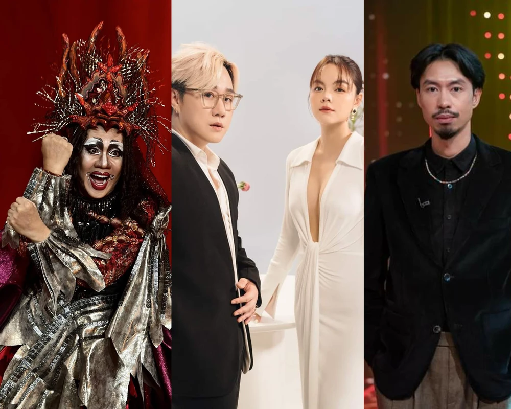 Từ trái sang: NSƯT Thành Lộc, ca sĩ Trung Quân, Phạm Quỳnh Anh và Đen Vâu. Ảnh: FBNV