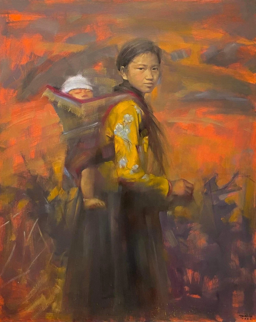 Tác phẩm "Lên nương" của họa sĩ Lô Thưởng Tác phẩm "Lên nương" của họa sĩ Lô Thưởng