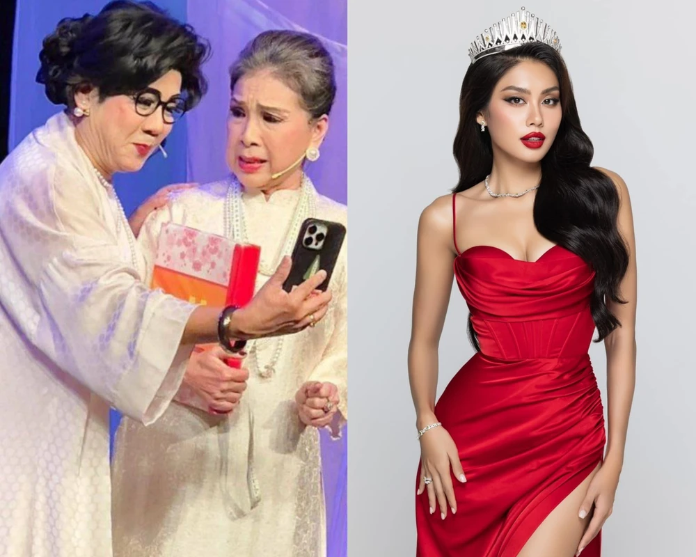 Từ trái sang: NSƯT Thành Lộc, NSND Kim Xuân và Á hậu Lê Thảo Nhi. Ảnh: FBNV