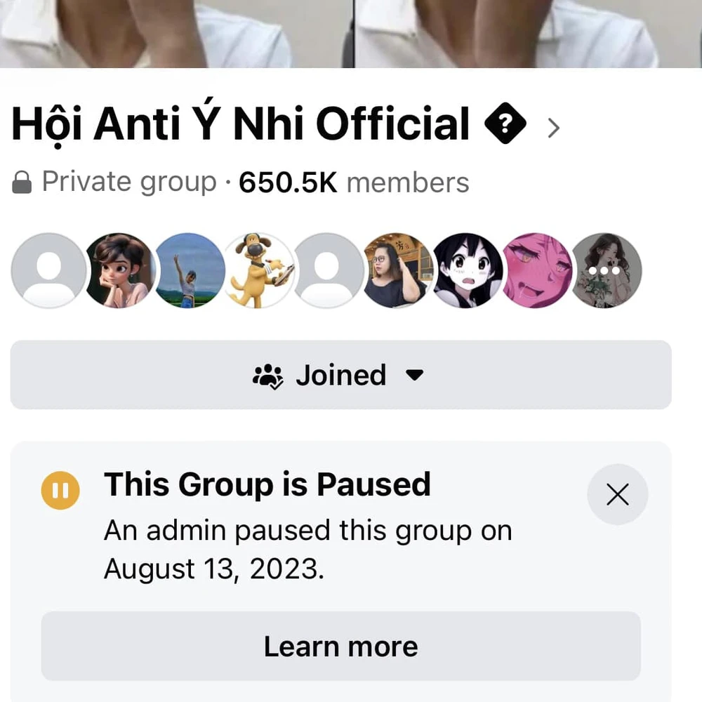 Hội anti Hoa hậu Ý Nhi tiếp tục "đóng cửa". Ảnh: Chụp màn hình