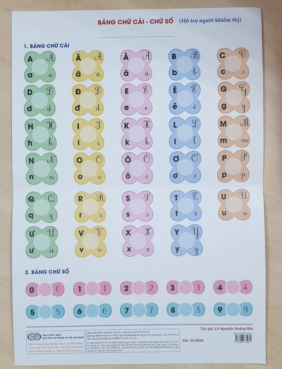 Bảng chữ cái nổi dành cho người khiếm thị được NXB ĐHSP TP.HCM ấn hành