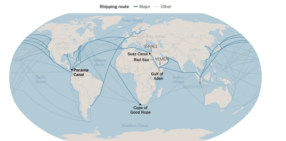 Diễn biến tại Biển Đỏ đang định hình lại các tuyến vận tải biển toàn cầu