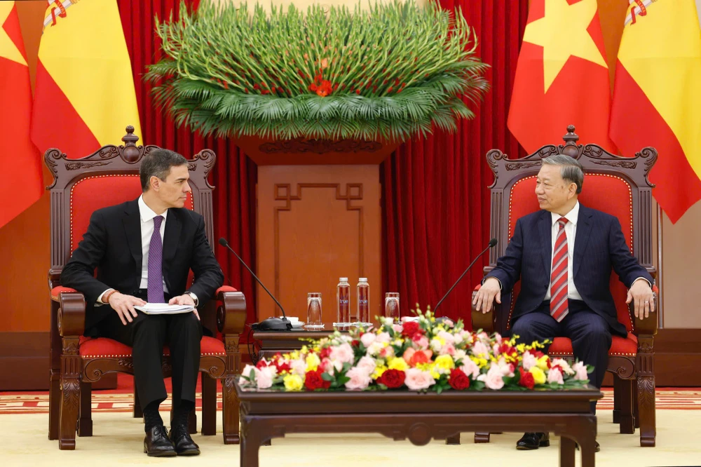 Tổng Bí thư Tô Lâm tiếp Thủ tướng Tây Ban Nha