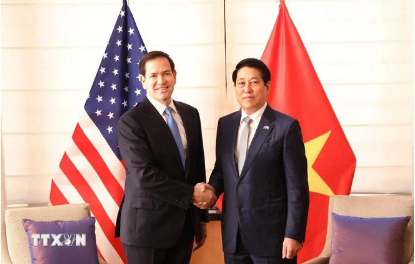 Chủ tịch nước Lương Cường tiếp Ngoại trưởng Hoa Kỳ Marco Rubio