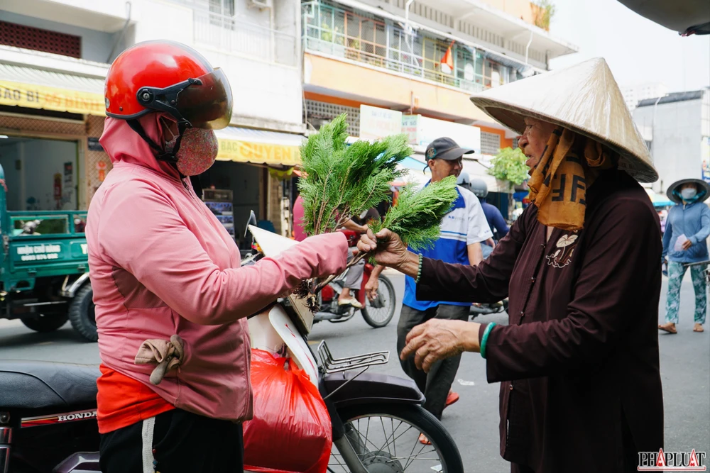Theo quan niệm truyền thống của người Hoa tại Chợ Lớn (TP.HCM), lá bưởi không chỉ khử trùng, kháng khuẩn mà còn có tác dụng cầu may mắn, cát tường trong năm mới.