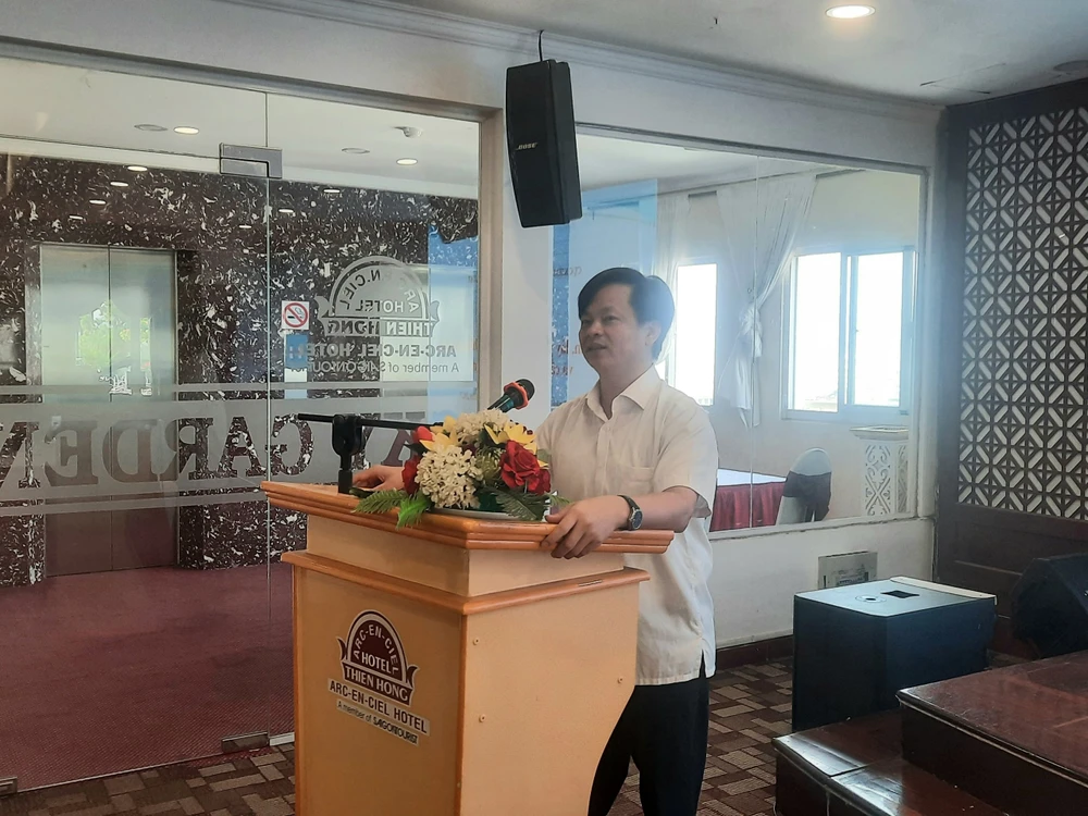 Ông Nguyễn Duy Thắng, Phó Cục trưởng Cục kiểm tra văn bản quy phạm pháp luật phát biểu tại hội thảo. Ảnh: MC