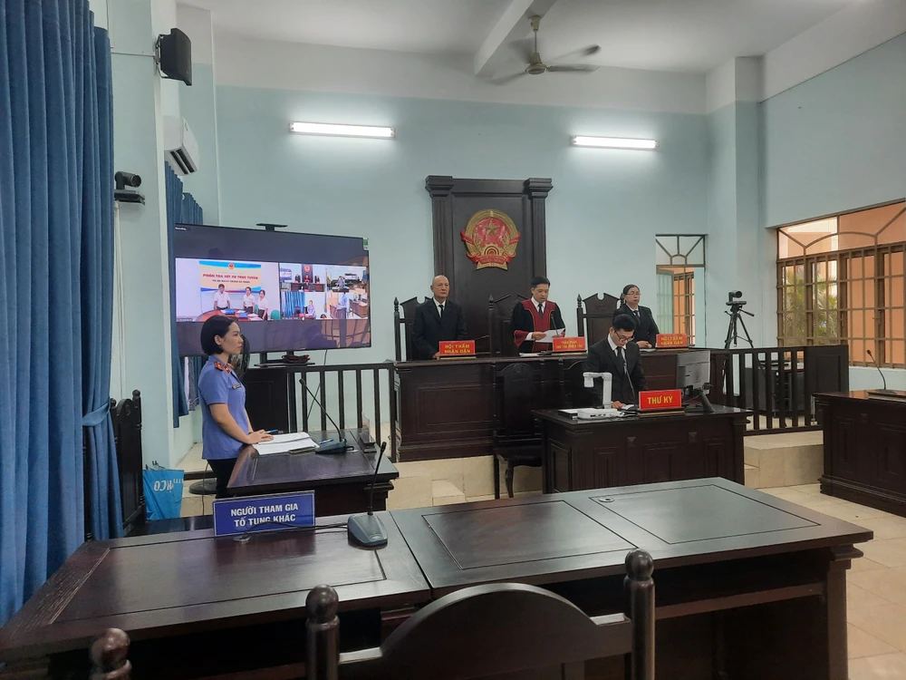 Phiên tòa tại điểm cầu trung tâm. Ảnh: MINH CHUNG