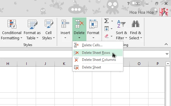 Xóa nhanh các hàng và cột trống bên trong Excel ảnh 2
