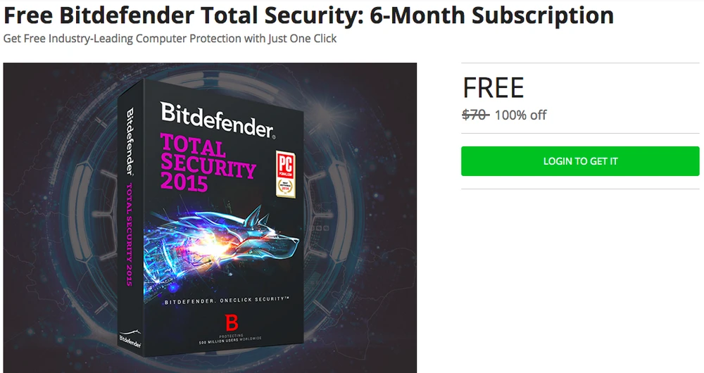 Miễn phí 6 tháng bản quyền BitDefender Total Security ảnh 1
