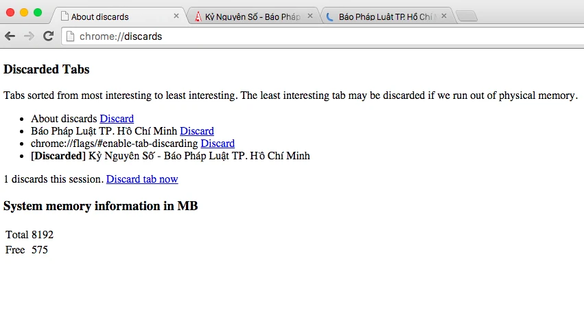 Thủ thuật giúp Google Chrome đỡ “ngốn” RAM ảnh 3 Thủ thuật giúp Google Chrome đỡ “ngốn” RAM ảnh 3