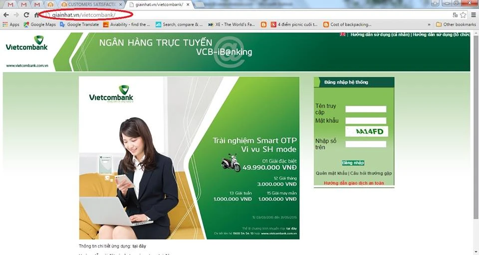 Giả mạo trang web ngân hàng để lừa đảo ảnh 1