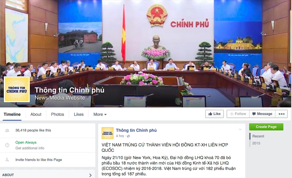 Hàng loạt facebook mạo danh 'Thông tin chính phủ' ảnh 1