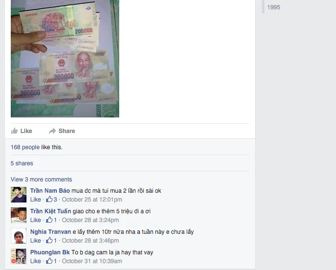 Mua tiền giả trên Facebook dễ như trở bàn tay ảnh 4