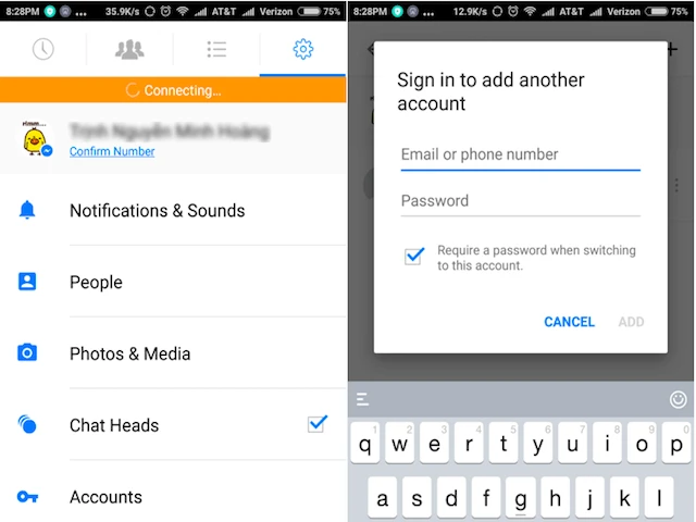 Đăng nhập nhiều tài khoản trên Messenger ảnh 1