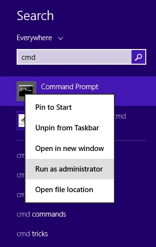 mở cửa sổ command prompt