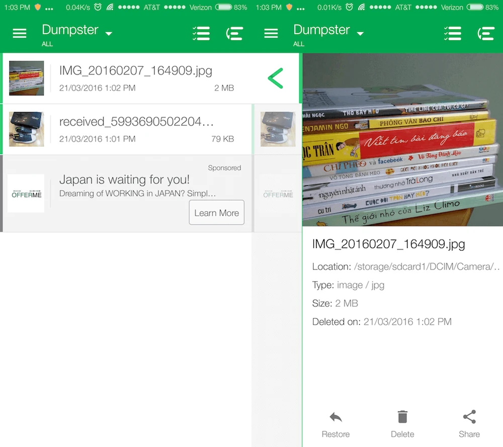 Dễ dàng phục hồi lại các tập tin đã xóa với Dumpster