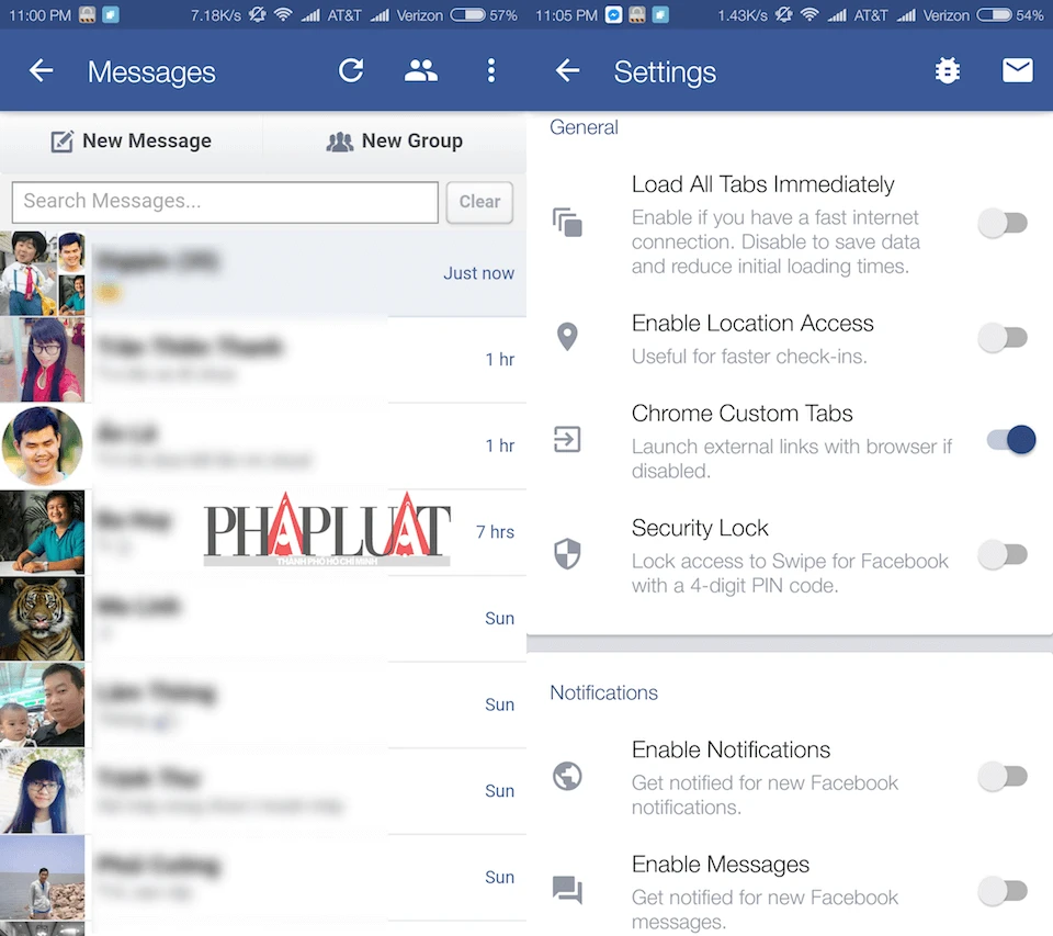 Swipe hỗ trợ nhắn tin với bạn bè mà không cần cài đặt thêm Messenger