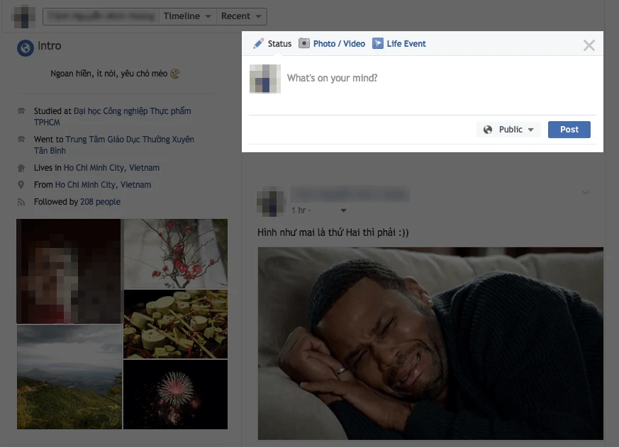 Điều này giúp người dùng tập trung hơn để viết cập nhật