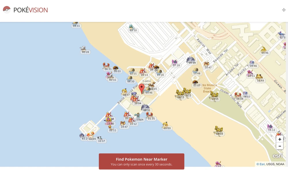 Dò tìm vị trí pokemon trên bản đồ