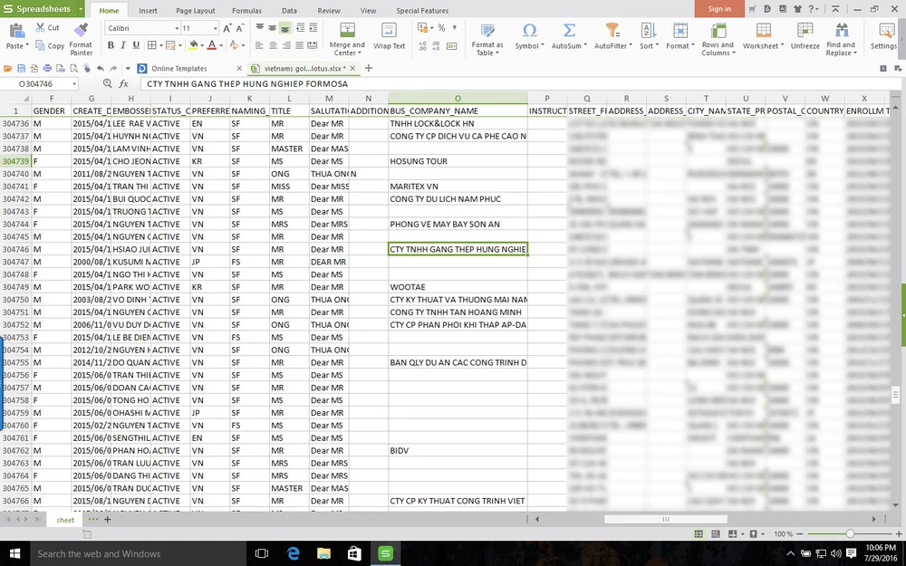 Dữ liệu khách hàng