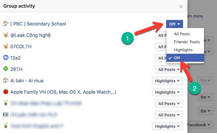 thông báo facebook