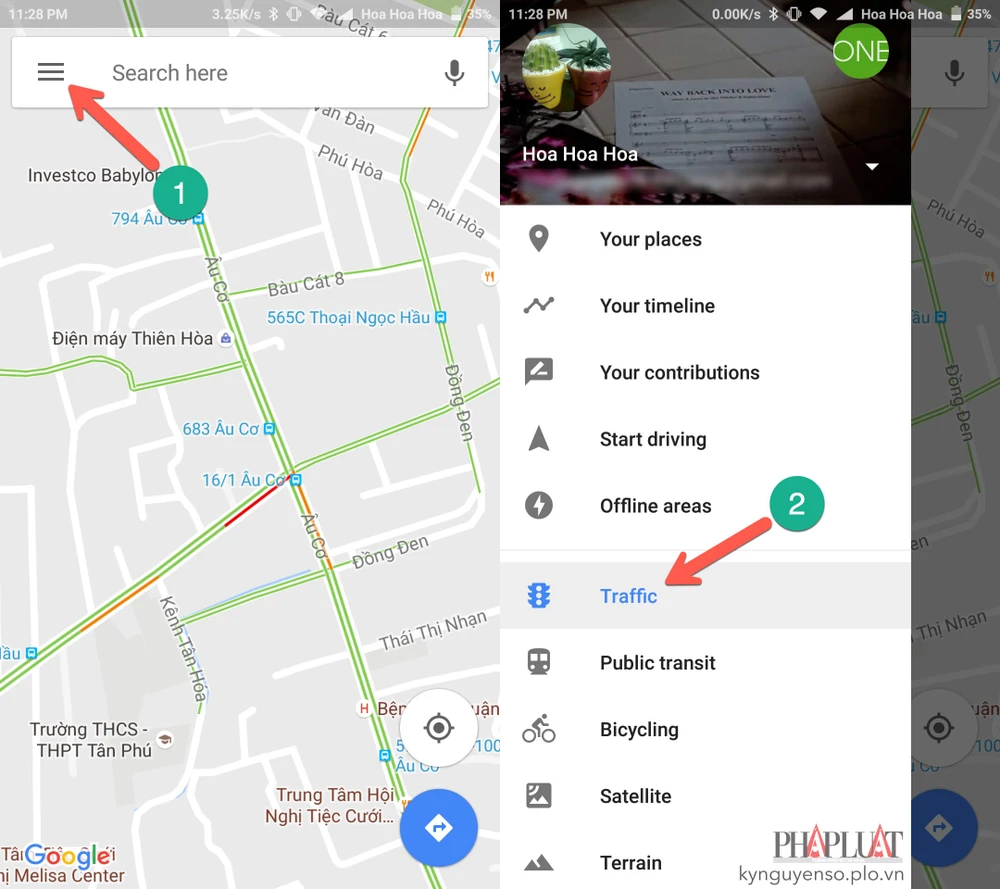 google maps cảnh báo kẹt xe