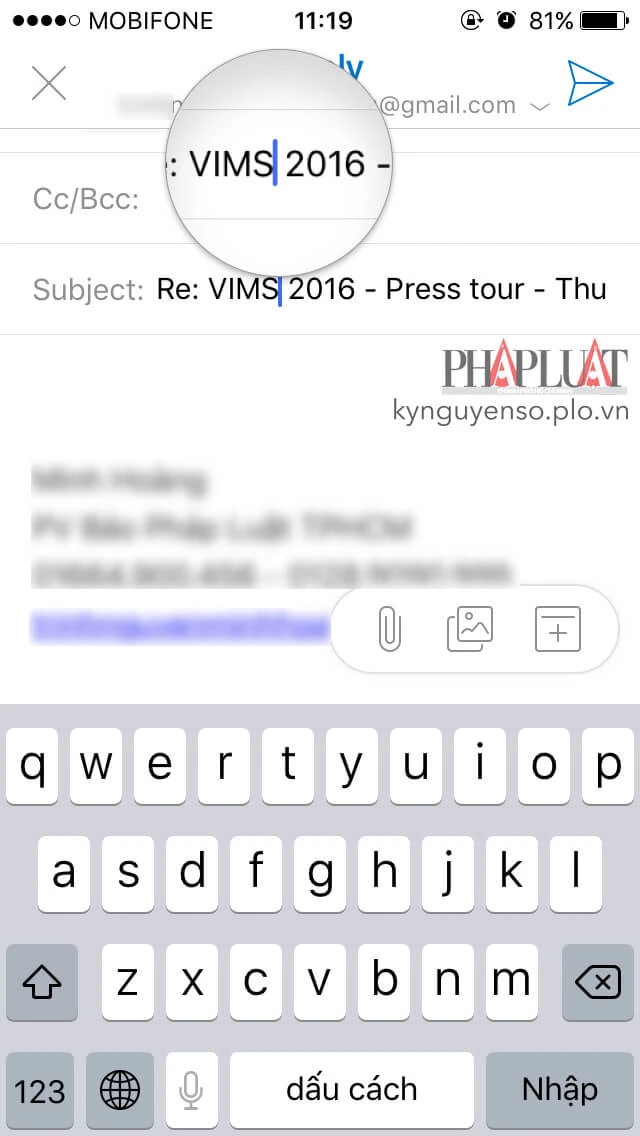 phóng to văn bản 