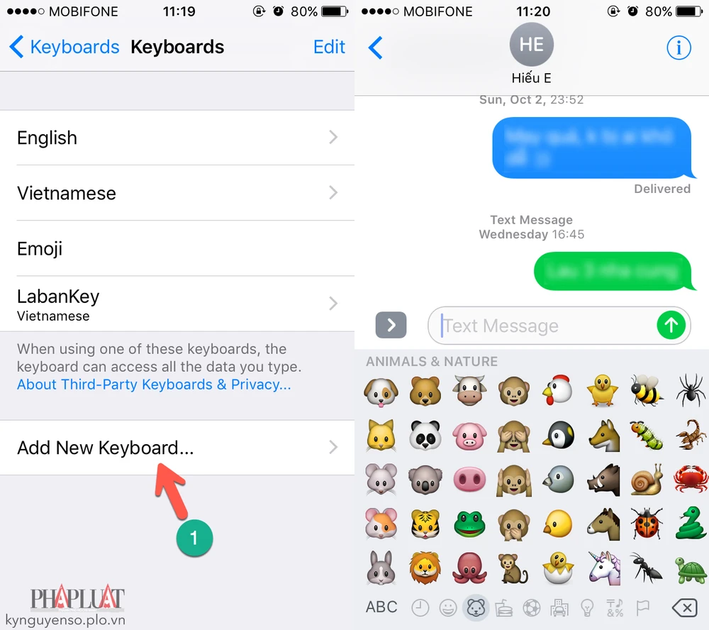 thêm bàn phím cảm xúc