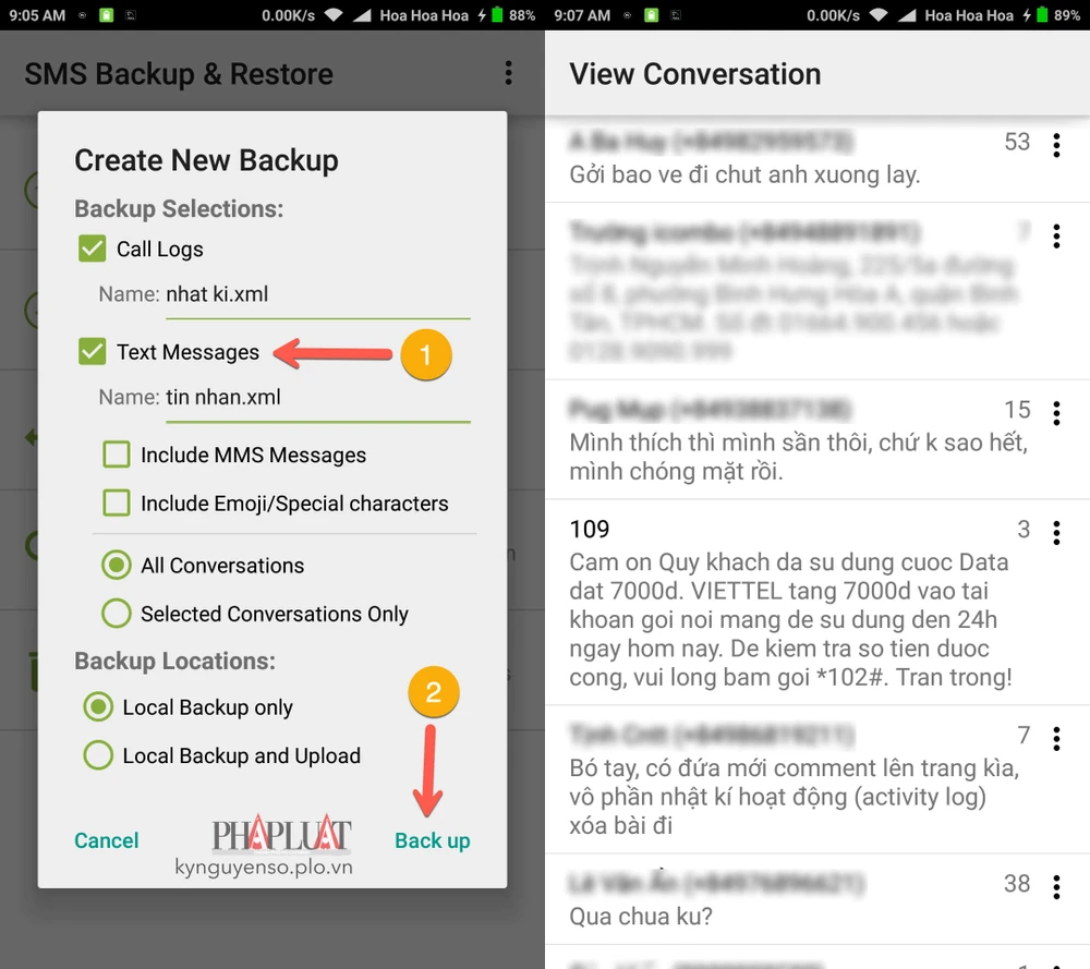 sms backup and restore