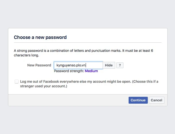 facebook password