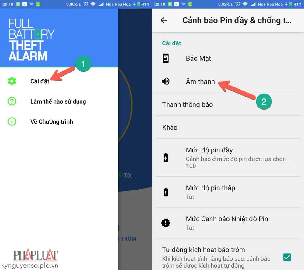 Pin Đầy & Báo Trộm