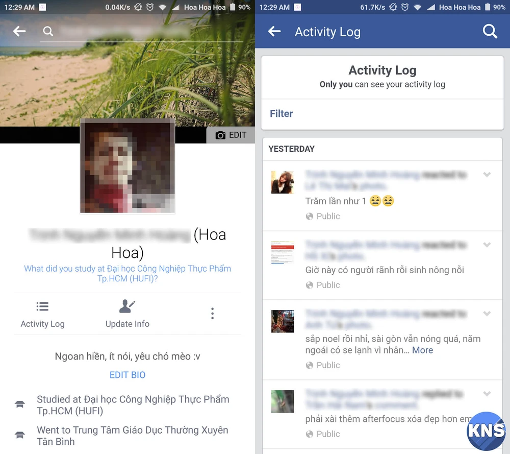 facebook activity log