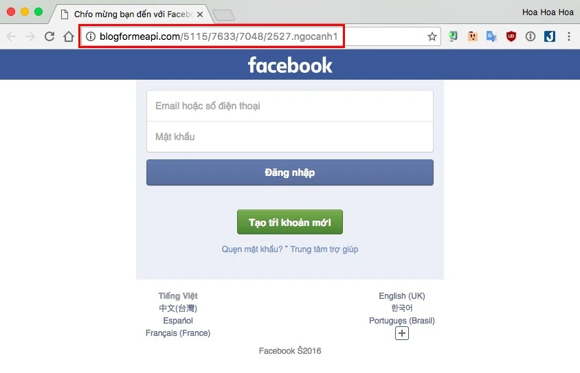 đăng nhập facebook