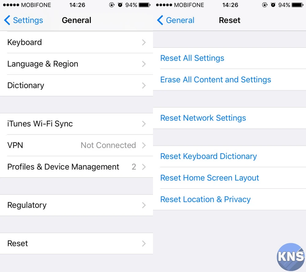 reset network settings