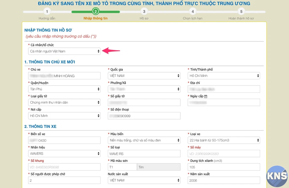 hướng dẫn cách đăng kí xe qua mạng