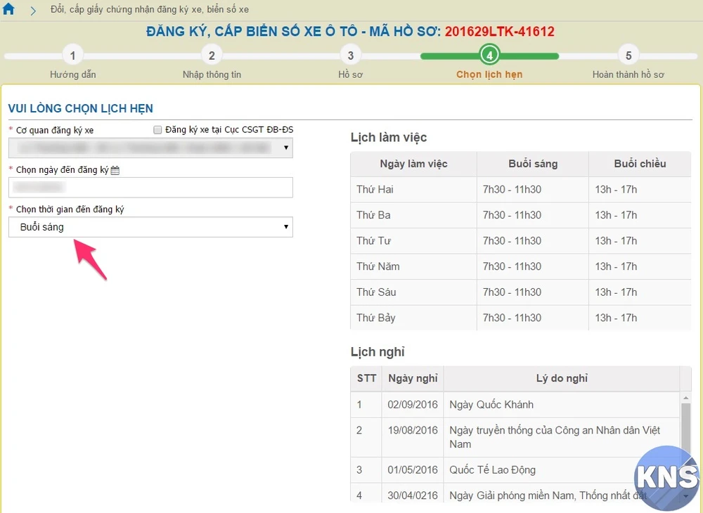 hướng dẫn cách đăng kí xe qua mạng