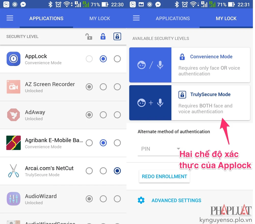 ựa chọn câu lệnh mở khóa có sẵn hoặc tự tạo theo sở thích cá nhân. Ảnh: MINH HOÀNG